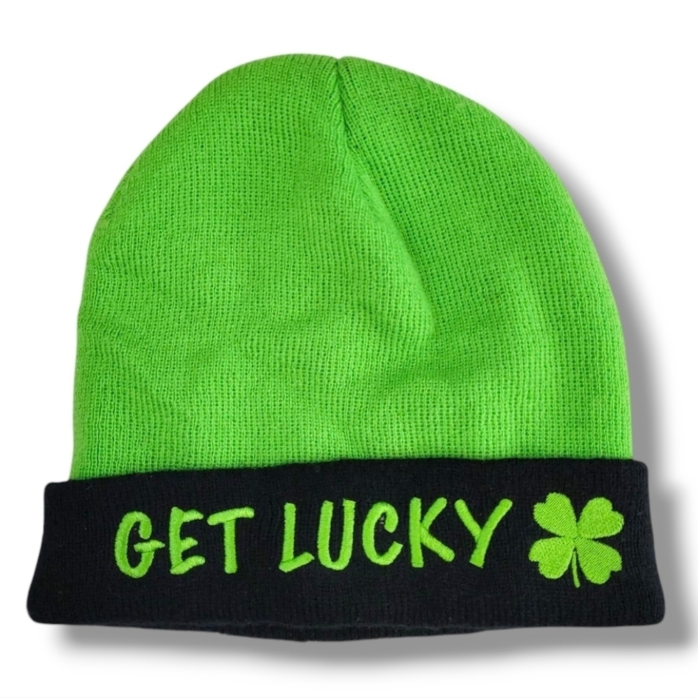 Get Lucky Men/Womens St.‎ Patricks Day Green and Black Winter Hat Size 1 size